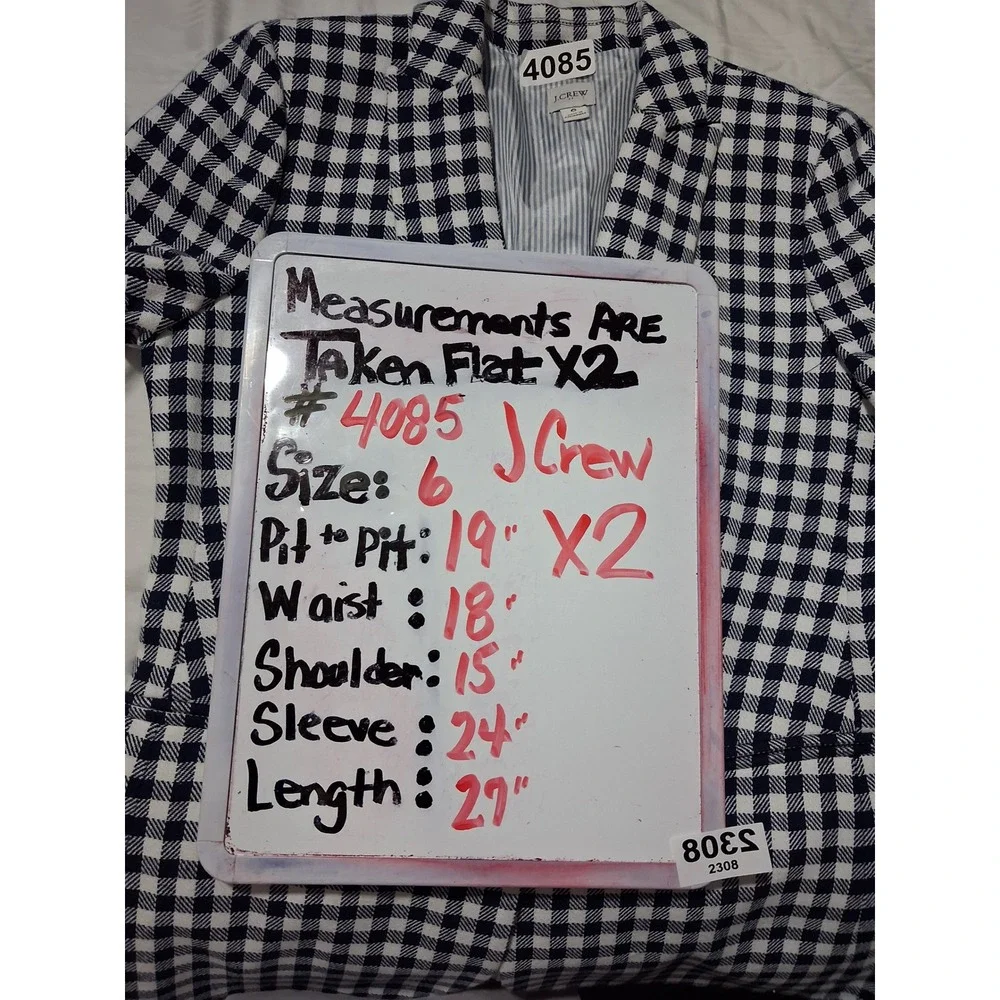 J. Crew Gingham Women's size 6 Linen Cotton Casual Career Preppy Classic Blazer